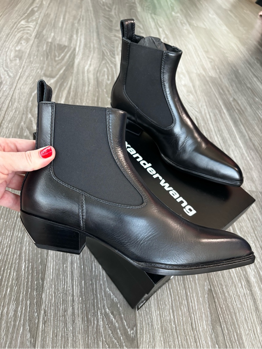 Alexander Wang Black Leather Chelsea Booties